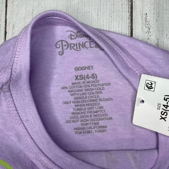 NWT Disney Youth Girls Purple/Yellow Black Tiana Princess Short Sleeve T-Shirt - Picture 2 of 3
